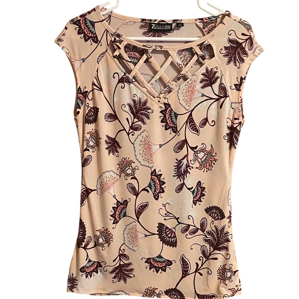 7th Avenue Design Studio Floral Paisley Blouse Light Pink Small